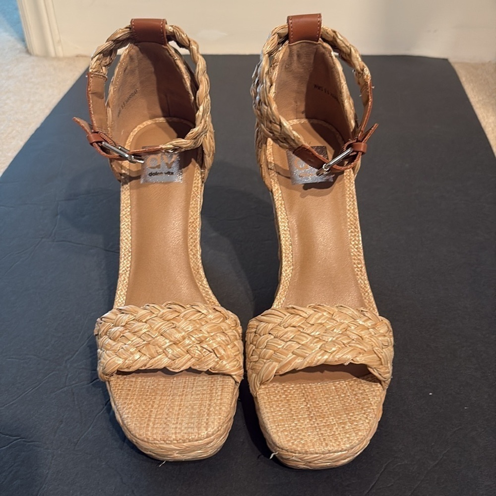 New Dolce Vita Harriat Braided Raffia Platform Wedge Sandals 9.5 - Picture 2 of 6